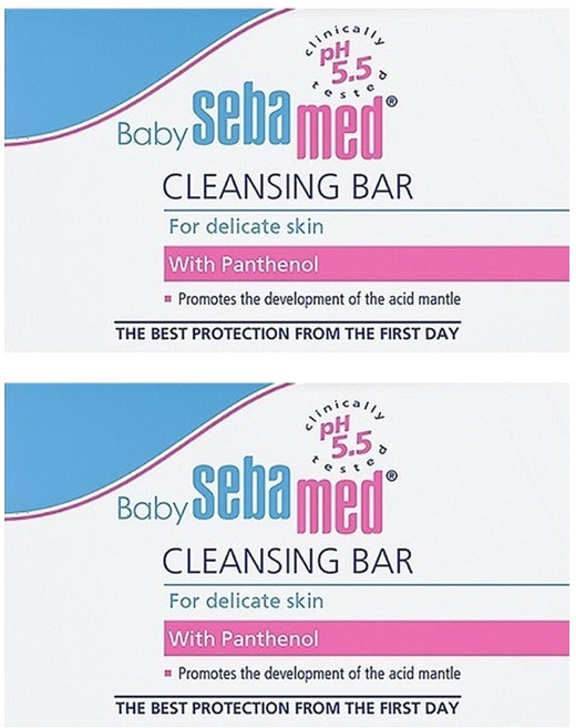 sebamed 施巴 嬰兒潔膚皂 pH5.5弱酸性 添加多重保濕配方 純淨小麥萃取 德國原裝進口, 100g, 2盒