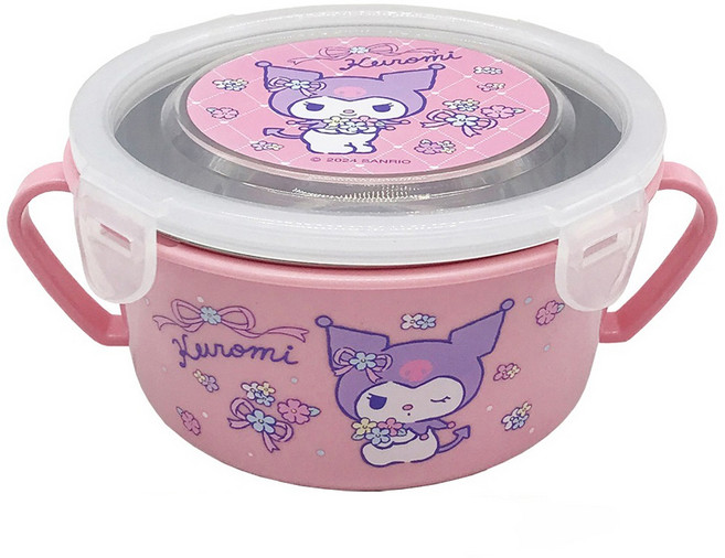 Sanrio 三麗鷗 酷洛米不鏽鋼雙耳碗 450ml 粉色 兒童學習碗, 1個