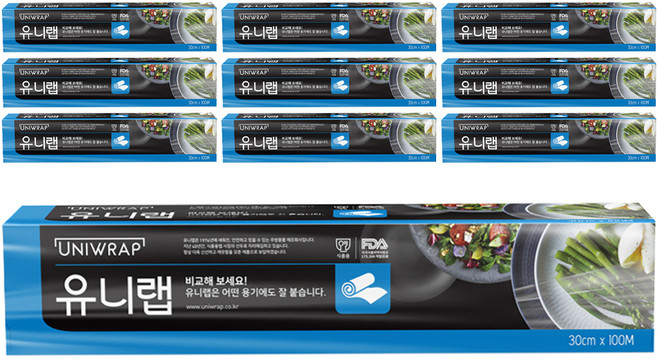 유니랩 가정용 점착력 위생랩 30cm x 100m, 10개