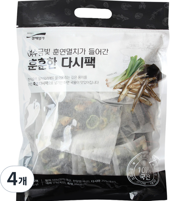 청해명가 여수금빛 훈연멸치가 들어간 훈훈한 다시팩 15p, 225g, 4개