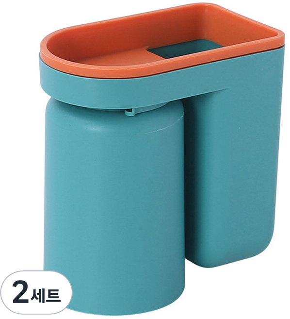 ETUDIER 무타공 벽걸이 칫솔꽂이 양치컵, 그린, 2세트