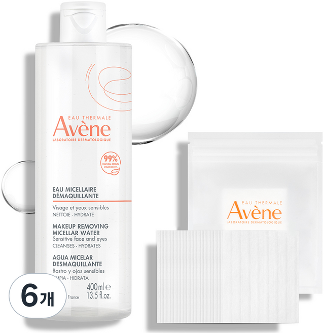아벤느 미셀라 클렌징 워터 + 화장솜 20매, 6개