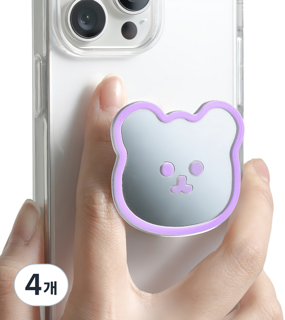 누아트 미러 그립 스마트톡, 곰돌이연보라, 4개