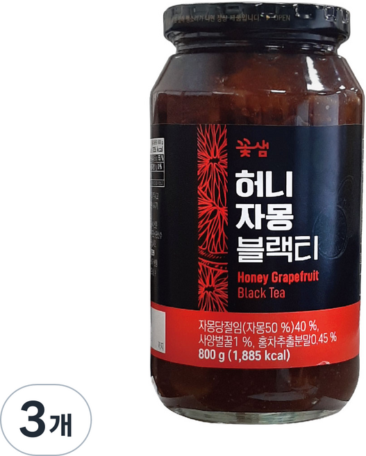 꽃샘 허니 자몽블랙티, 3개, 800g, 1개입