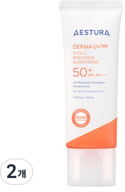 에스트라 더마UV365 비타C 광채수분 선크림 SPF50+ PA++++, 40ml, 2개