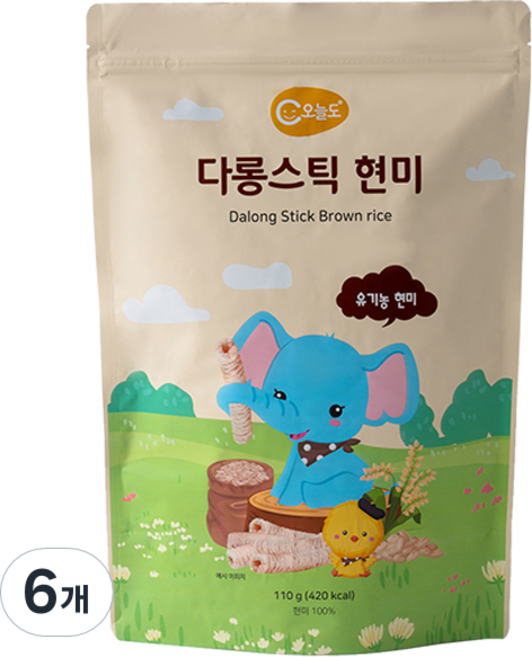 오늘도 다롱스틱 과자, 현미, 110g, 6개