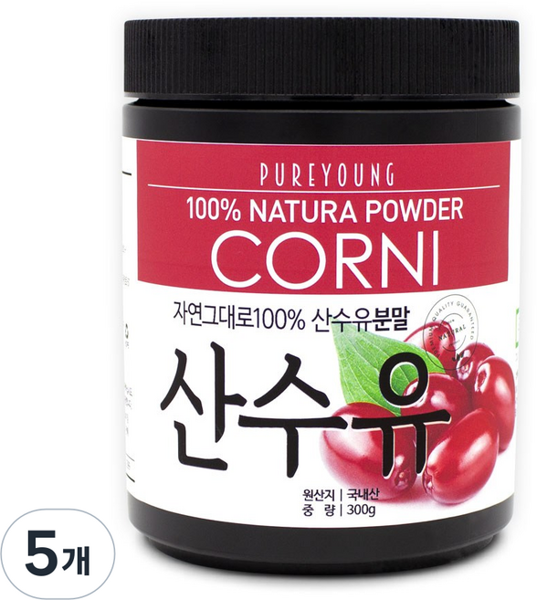 퓨어영 산수유 분말, 5개, 300g