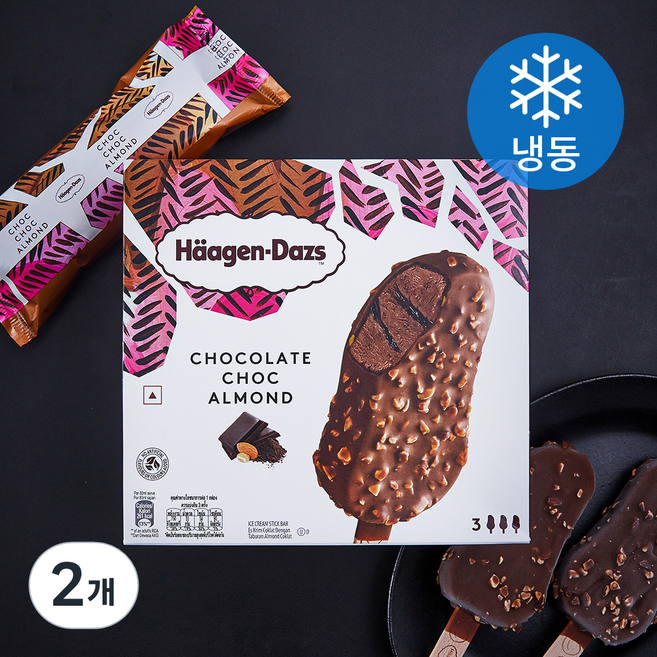 하겐다즈 초콜릿 초코 아몬드 아이스크림 바 (냉동), 80ml, 3개입, 2개