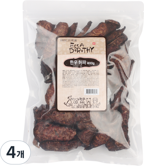 에스카도로시 강아지 수제건조간식 대용량, 한우허파, 400g, 4개