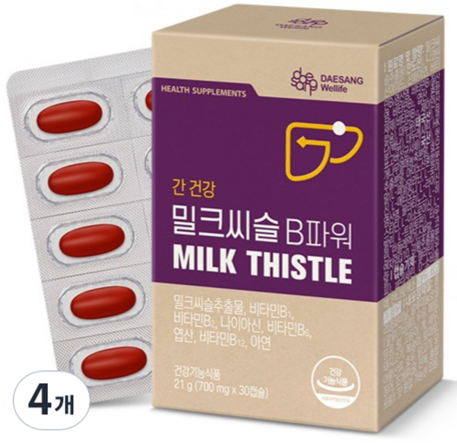 대상웰라이프 밀크씨슬 B파워 21g, 30정, 4개