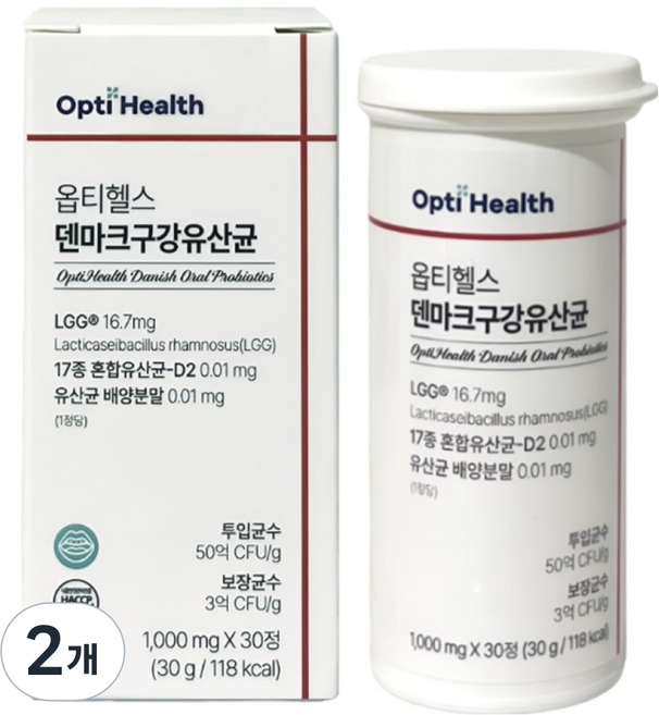 옵티헬스 덴마크 구강 유산균 30g, 2개, 30정