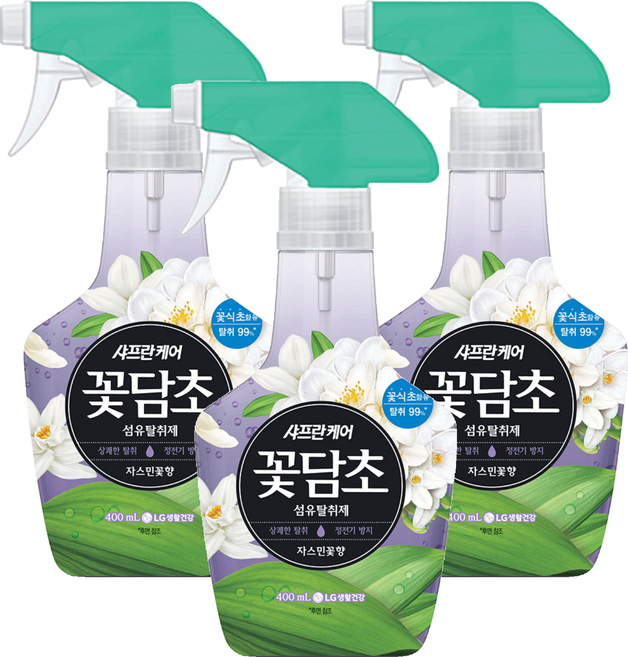 샤프란 꽃담초 섬유탈취제 자스민꽃향 본품, 400ml, 3개