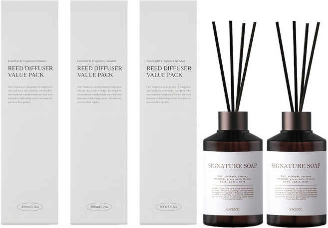 에이센트 퍼퓸드 디퓨저, 시그니처솝, 200ml, 6개