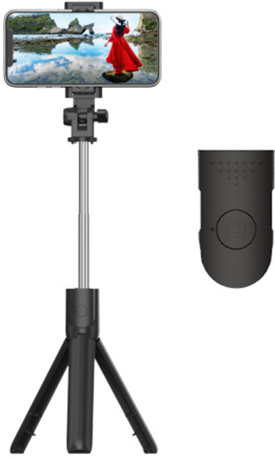 hamada 회전형 블루투스 셀카봉, PR-BSS100, 블랙, 1개