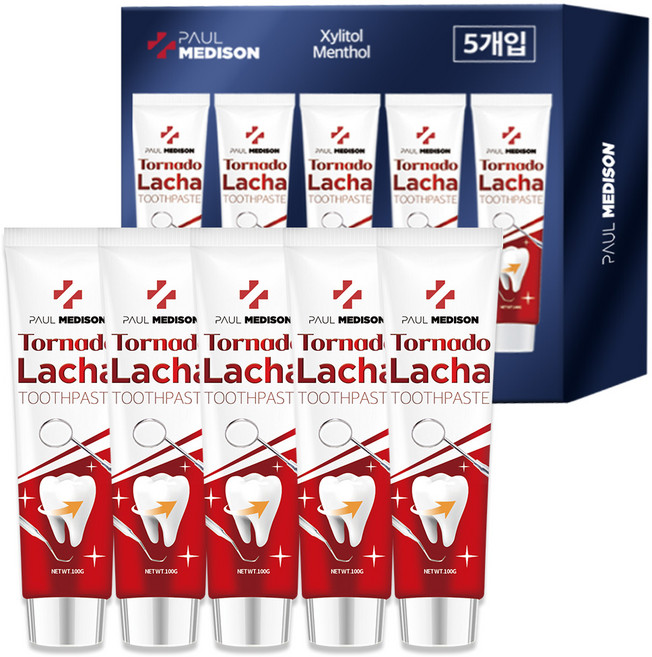 폴메디슨 토네이도 라차치약 구취케어 애플민트향 5개입, 500g, 1세트