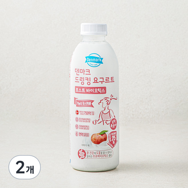 덴마크 드링킹요구르트 포스트바이오틱스 복숭아, 750ml, 1개입, 2개