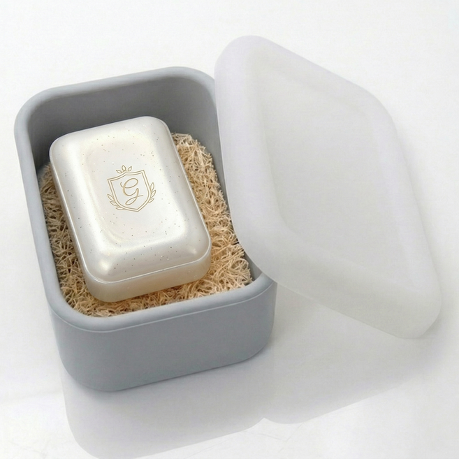 모바이브 휴대용 실리콘 밀폐 뚜껑 비누 케이스, 그레이, 1개