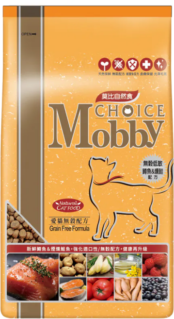 Mobby 莫比 愛貓無穀配方乾飼料, 1袋, 6.5kg, 鱒魚 + 煙燻鮭魚