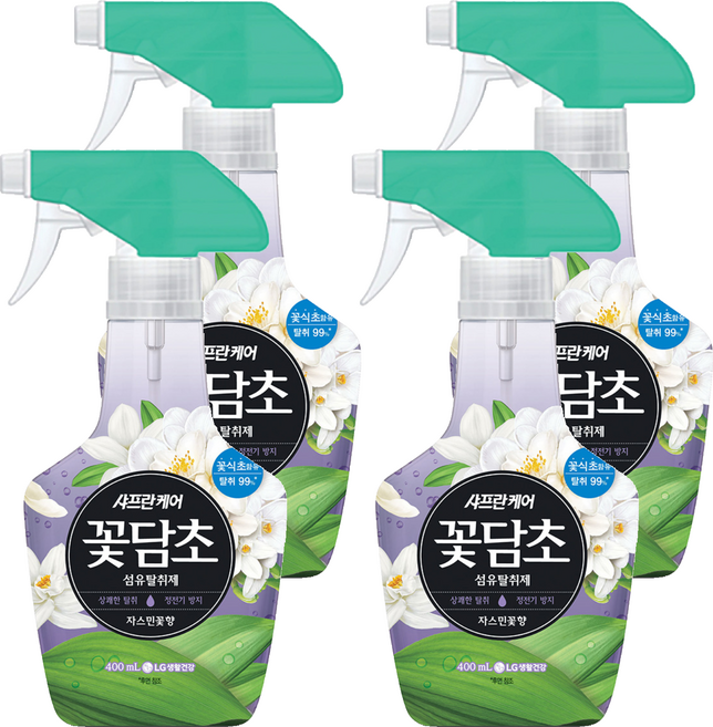 샤프란 꽃담초 섬유탈취제 자스민꽃향 본품, 400ml, 4개
