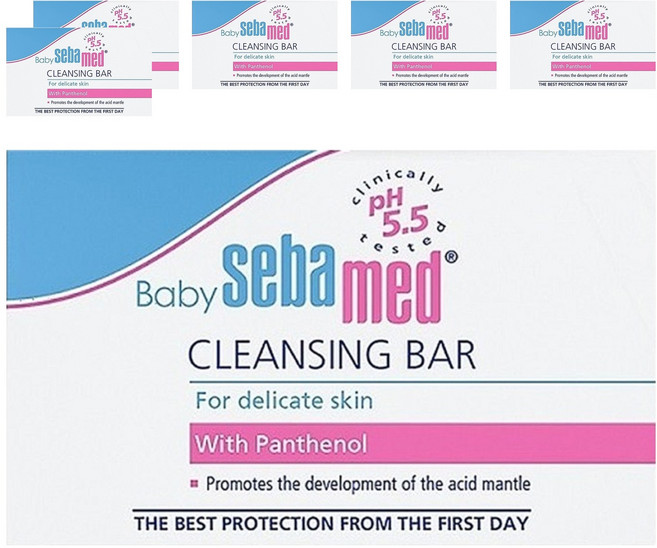 sebamed 施巴 嬰兒潔膚皂 pH5.5弱酸性 添加多重保濕配方 純淨小麥萃取 德國原裝進口, 100g, 6盒
