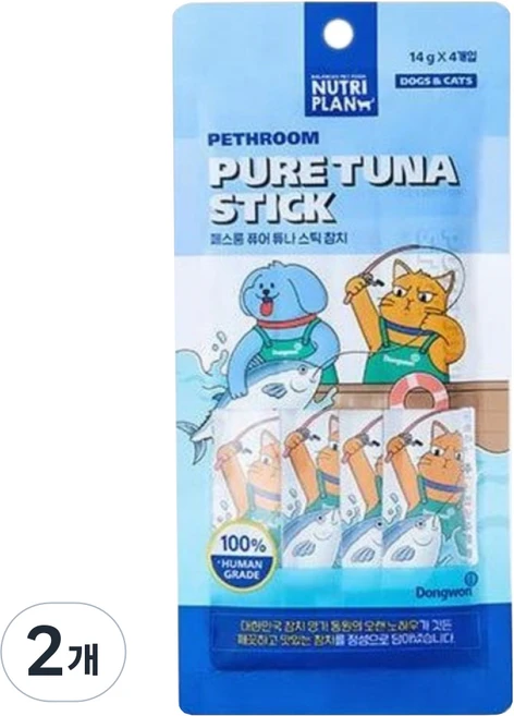 페스룸 고양이 퓨어 튜나 스틱 4p, 참치, 56g, 2개 - 쿠팡
