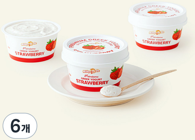 밀키요 프리미엄 그릭요거트 스트로베리, 100g, 6개