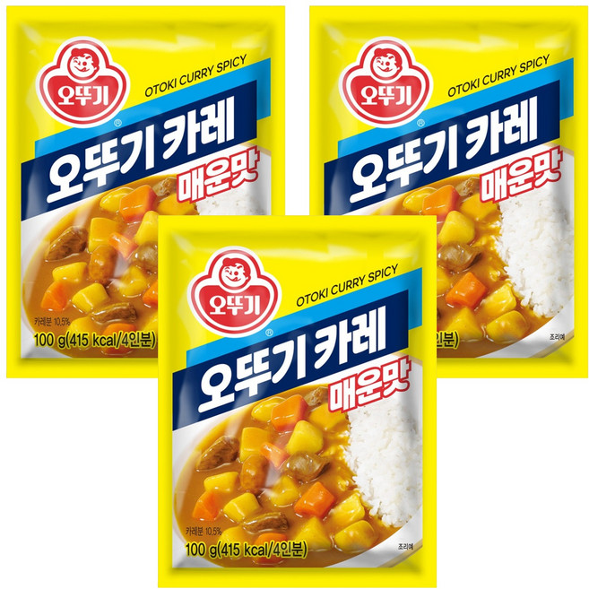 오뚜기 카레 과립형 매운맛, 100g, 3개
