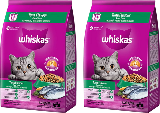 whiskas 偉嘉 貓乾糧, 鮪魚總匯口味, 1.2kg, 2袋
