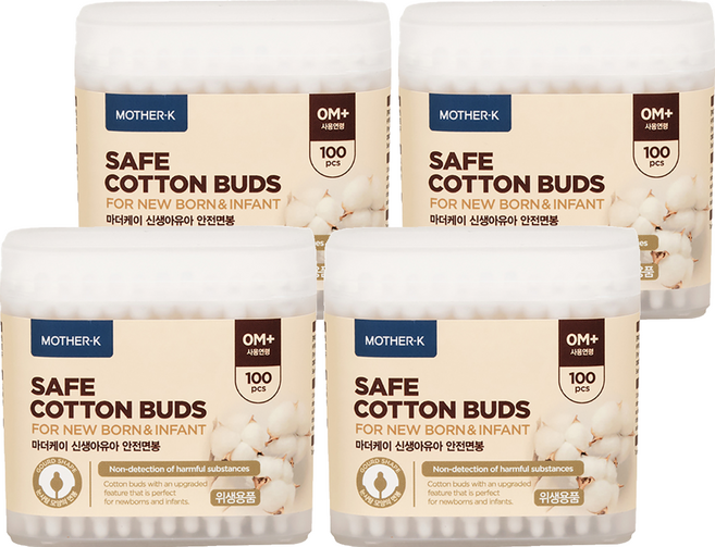 마더케이 신생아유아 안전면봉, 100개입, 4개