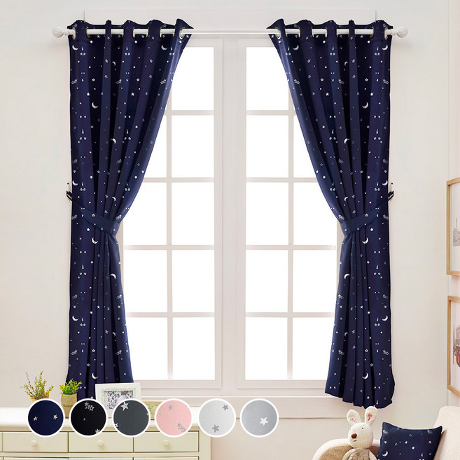 컬러스토리 트윙클 암막커튼 2p + 끈 2p 세트