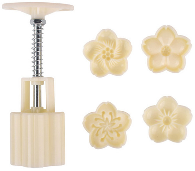 월병스템프 + 몰드 4종 세트, 혼합색상, 1세트