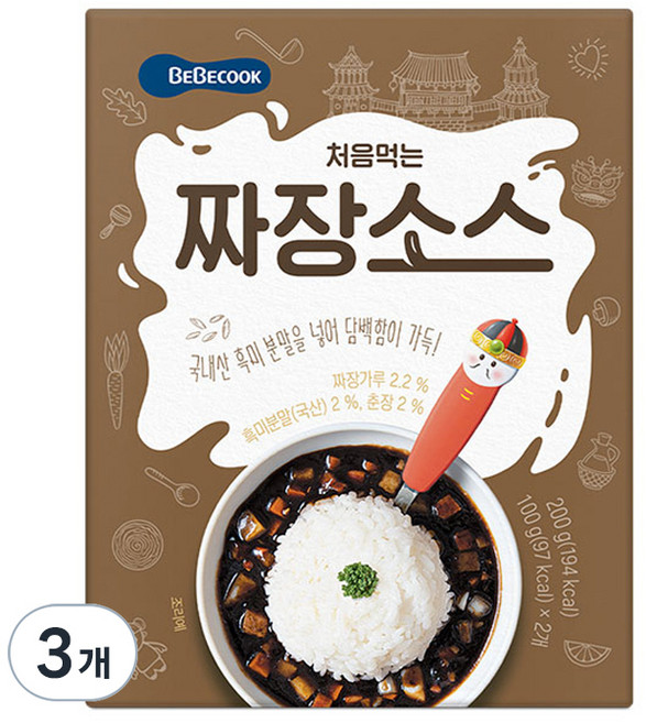 베베쿡 처음먹는 덮밥 소스, 짜장, 200g, 3개