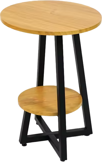 FAmILyLIFE 生活 木冶山居 Carmel工業風雙層圓形茶几 WO-015 40cm 3.1kg, 白橡木