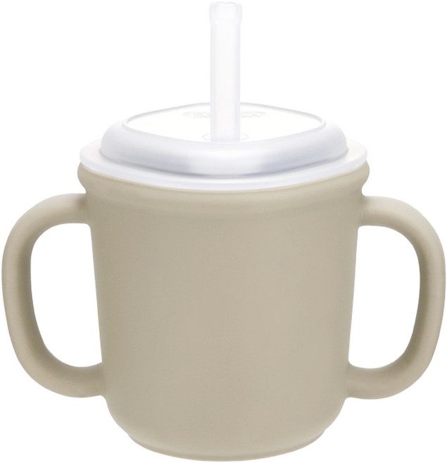 Edison 矽膠雙耳吸管杯, 200ml, 1個, 米色