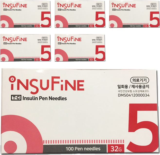 인슈파인 인슐린 펜니들 5mm 100p, 6개, 100개입