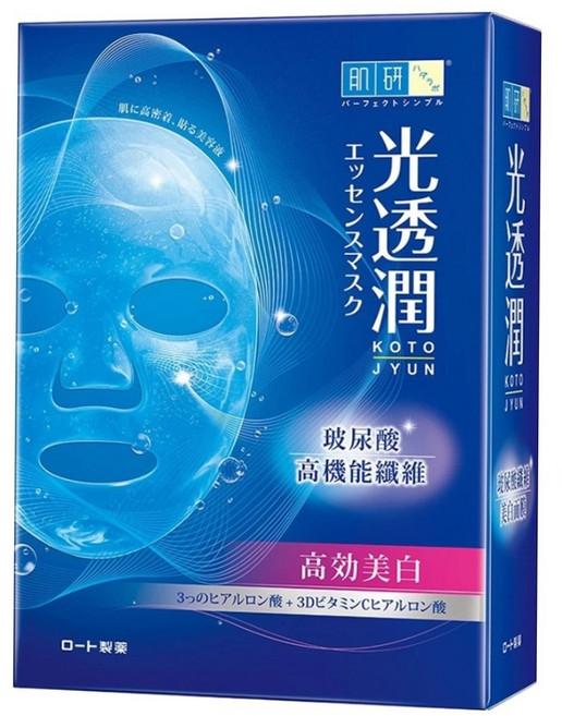 HADALABO 肌研 台灣公司貨 光透潤玻尿酸纖維美白面膜 28ml, 6片, 1盒
