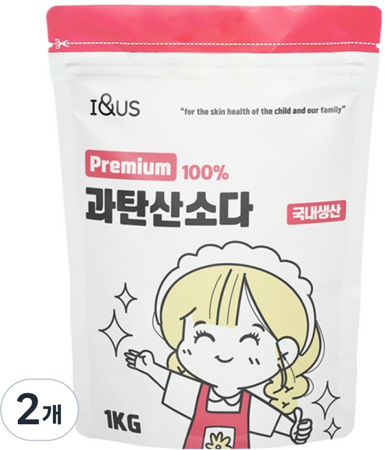 아이앤어스 국내산 프리미엄 100% 과탄산소다, 1kg, 2개