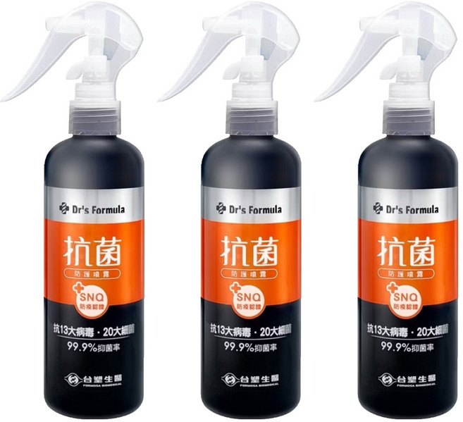 台塑生醫 Dr's Formula 抗菌防護噴霧, 255g, 3瓶