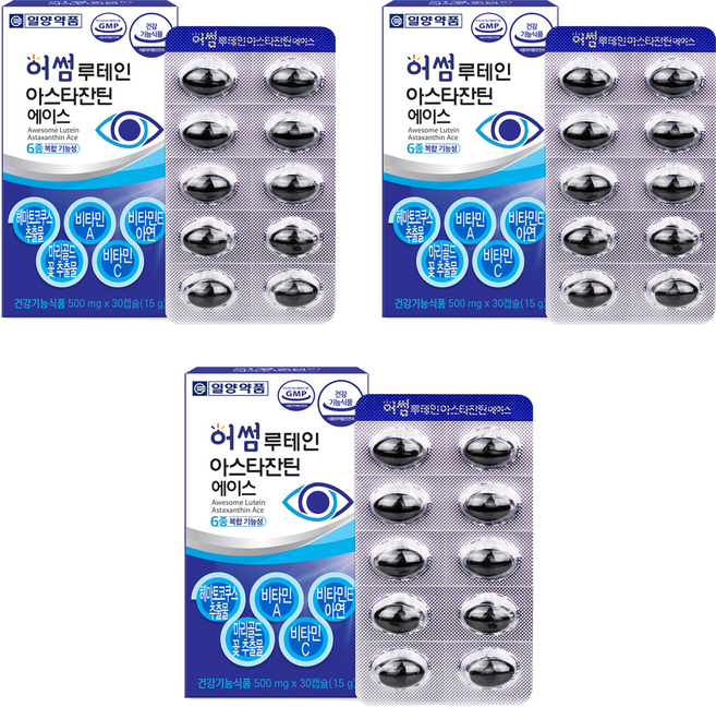 일양약품 어썸 루테인 아스타잔틴 헤마토코쿠스 에이스, 30정, 3개