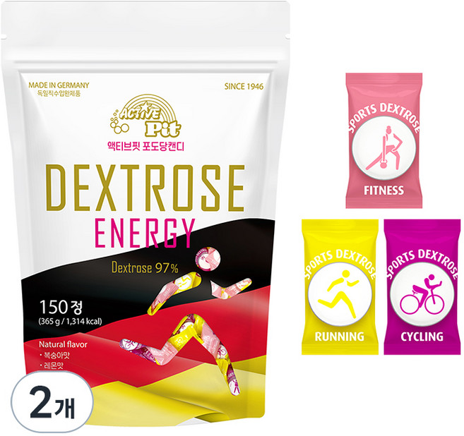 액티브핏 스포츠 포도당 캔디 3가지맛, 150정, 2개