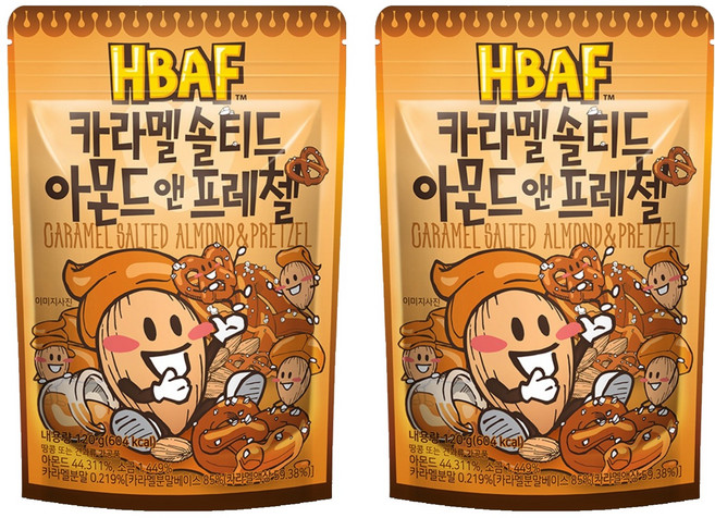 바프 카라멜 솔티드 아몬드 앤 프레첼, 120g, 2개