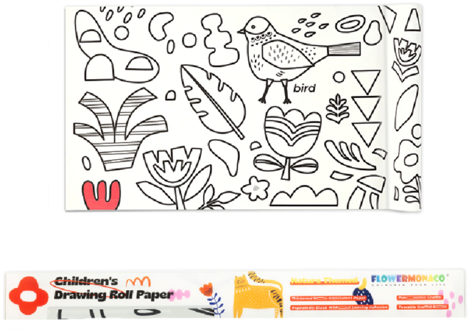 FLOWER MONACO 多功能兒童彩繪捲軸 500cm 厚紙 齒線可撕, 自然, 1個