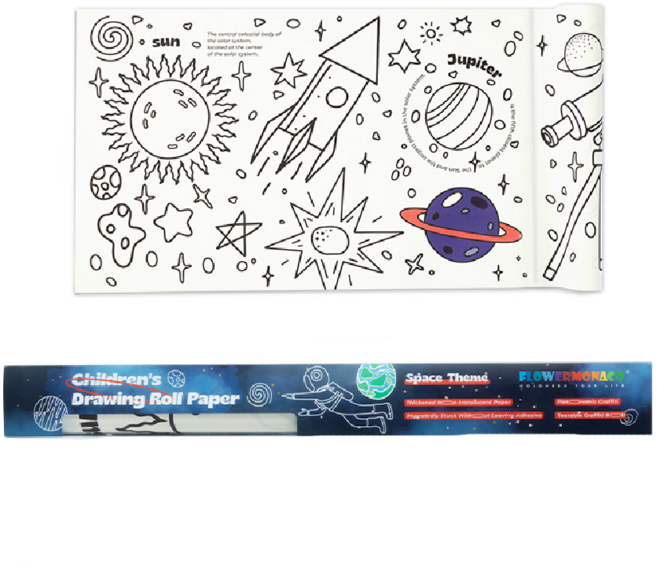 FLOWER MONACO 多功能兒童彩繪捲軸, 太空, 1個