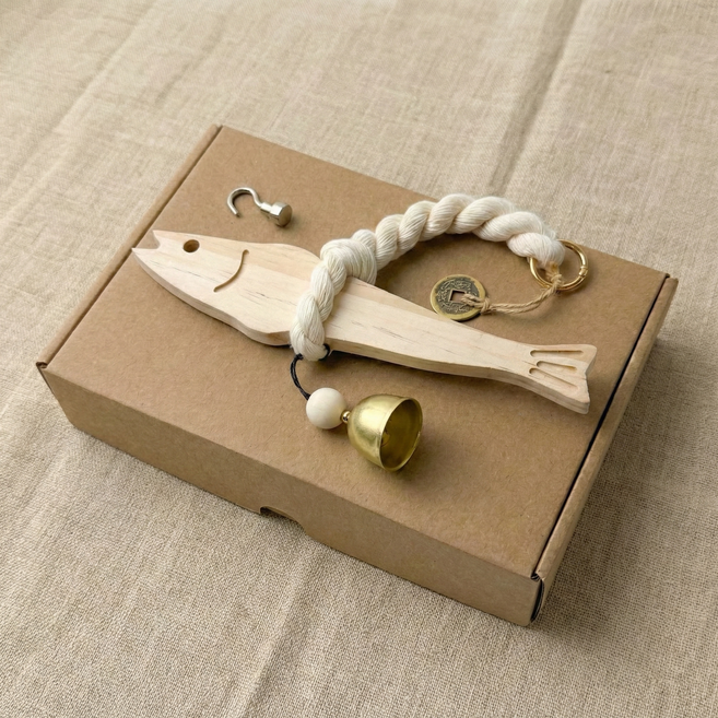 콤튼 행운을 부르는 액막이 명태 풍수지리 개업 집들이 선물, 우드