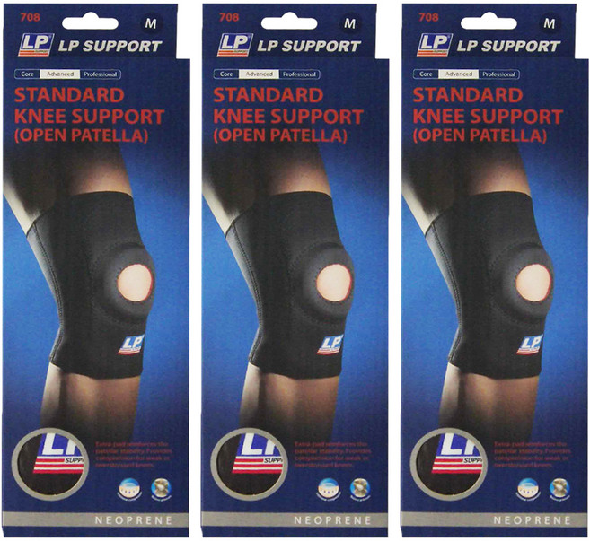 LP SUPPORT 標準型防護式膝護套 708, 3個, 黑色