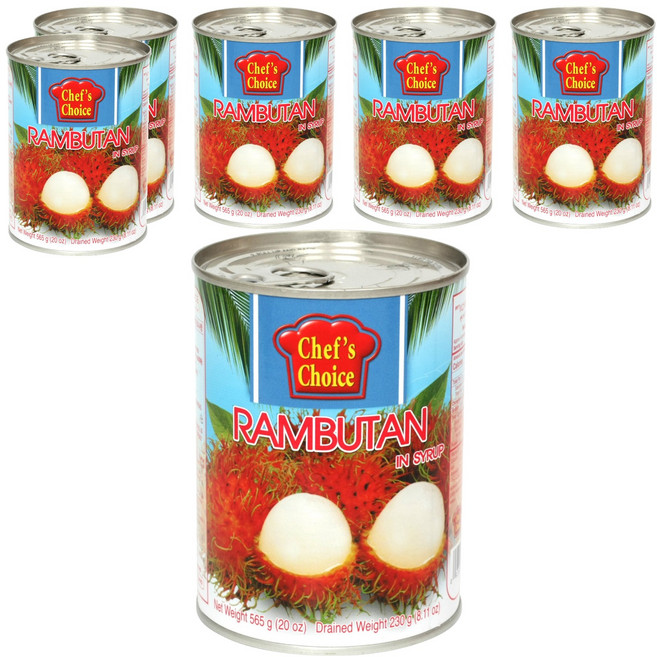 쉐프의초이스푸드 람부탄 과일 통조림, 565g, 6개