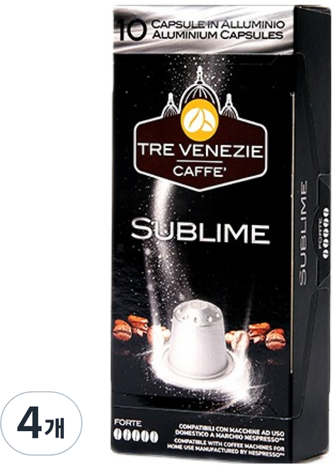 트레베네치아 네스프레소호환 알루미늄 캡슐커피 서브라임, 5.5g, 10개입, 4개