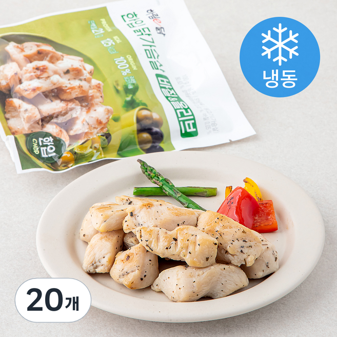 하림 이닭 한입 닭가슴살 바질 & 올리브 (냉동), 100g, 1개입, 20개