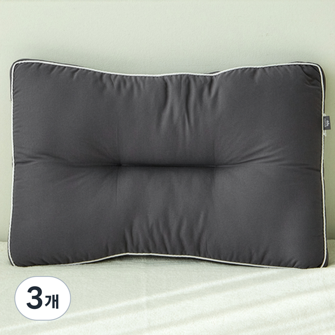 코멧 홈 커버가 필요없고 통째로 빨아쓰는 입체슬립 경추굽베개, 차콜, 3개