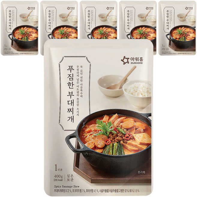 아워홈 푸짐한 부대찌개, 400g, 6개